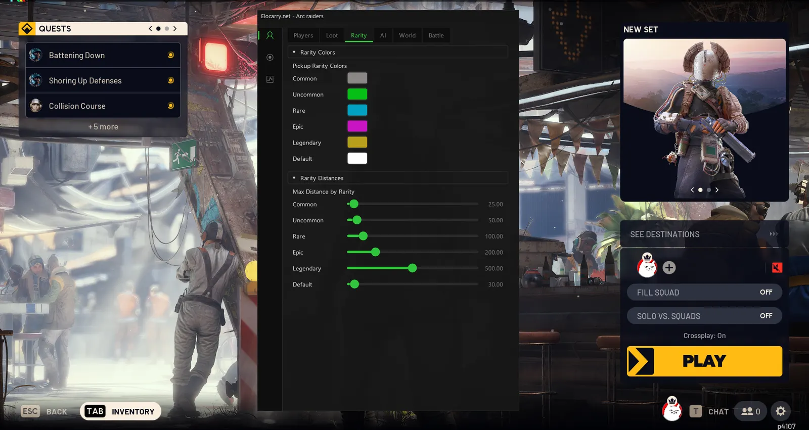 ARC Raiders cheat — Rarity filter