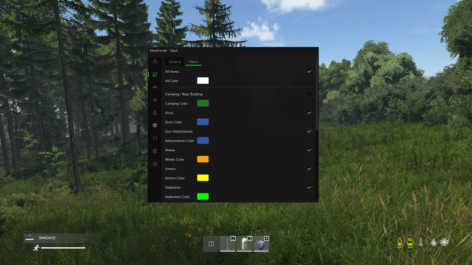 DayZ cheat — Item filters