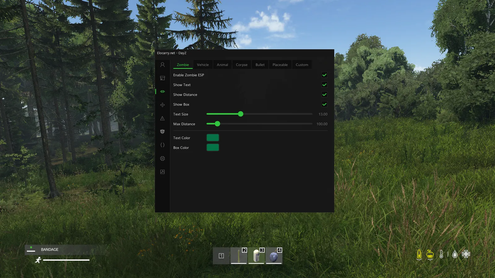 DayZ cheat — Zombie & animal ESP