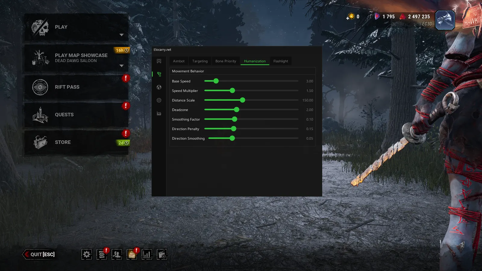 Dead by Daylight cheat — Humanised aim