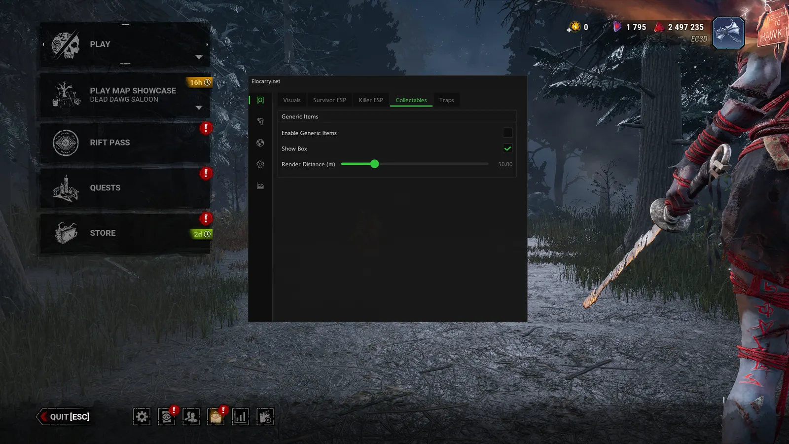 Dead by Daylight cheat — Chest & item ESP