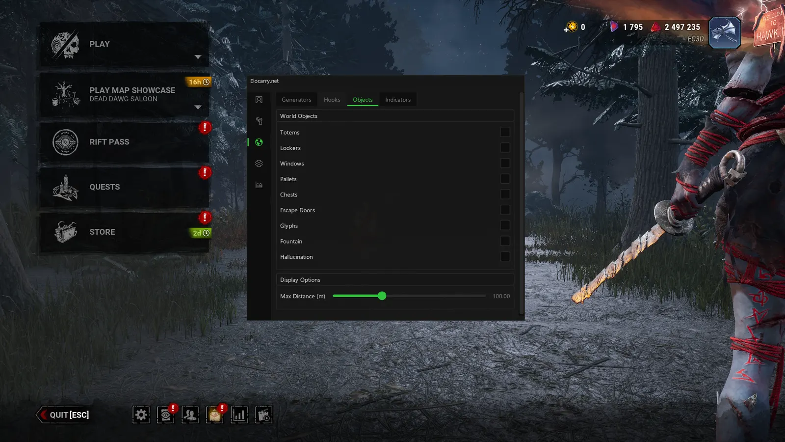 Dead by Daylight cheat — Object ESP